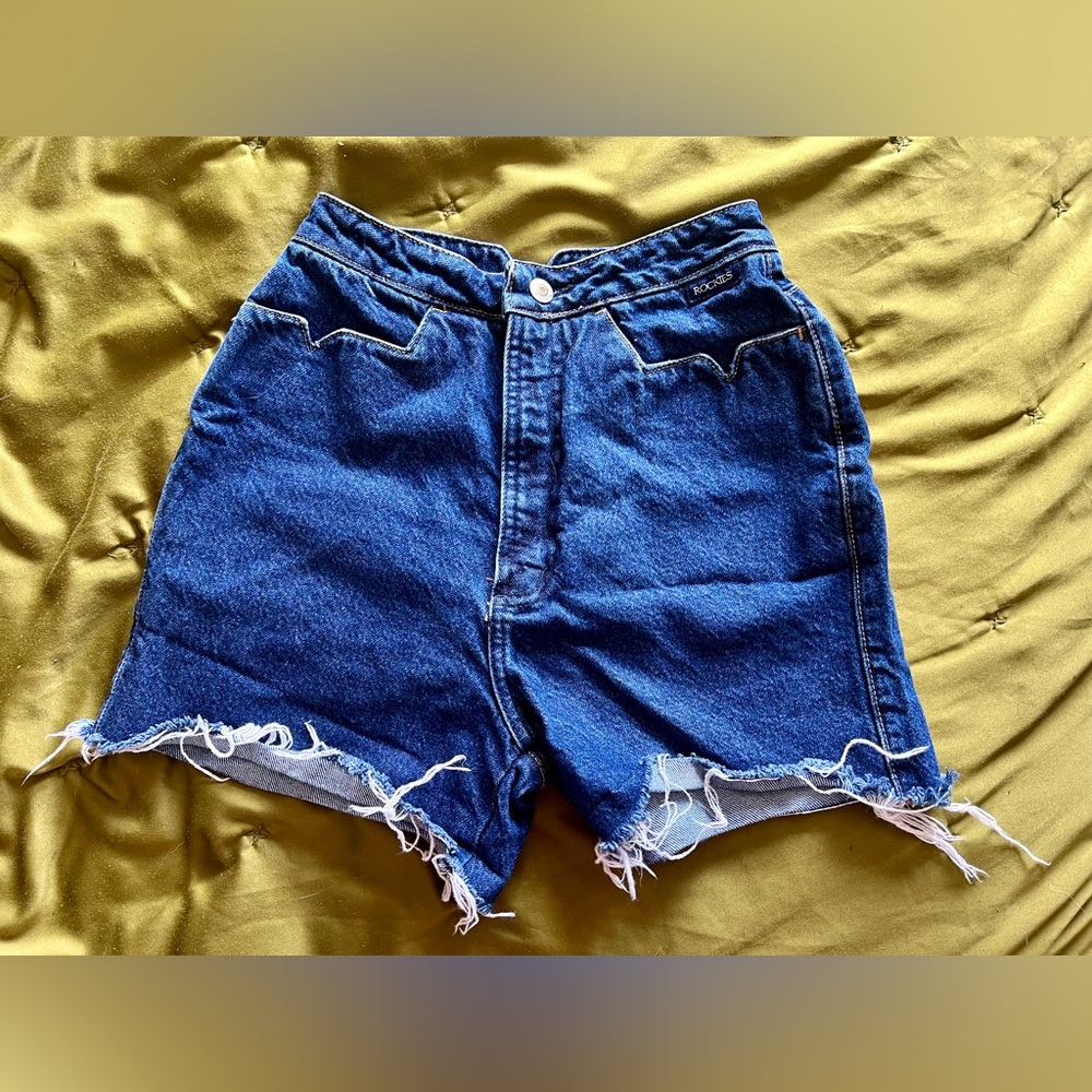 Rockies Authentic Jeans Wear Vintage Cut Off Denim Shorts Dark Wash